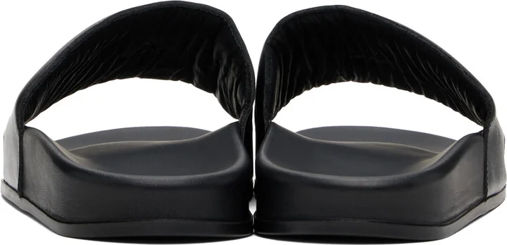 Rhude Black Leather Pool Slides - Image 2