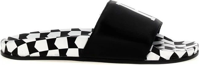 Rhude Logo Printed Checked Slides