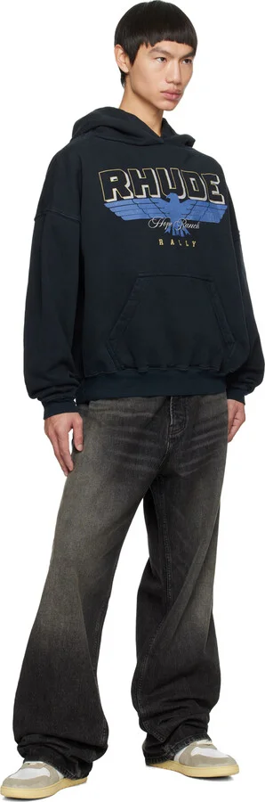 Rhude White & Navy Rhecess-Hi Sneakers - Image 5