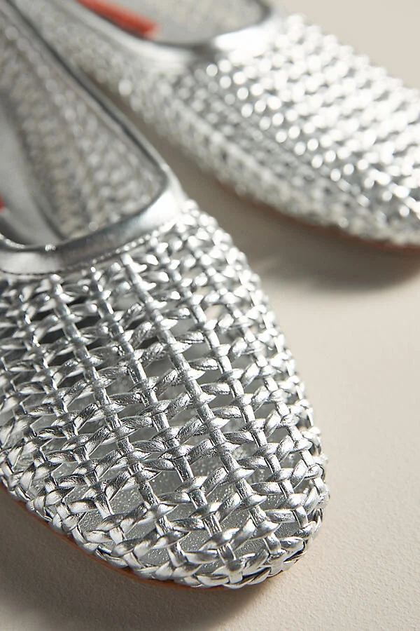 Riad Chrome Woven Ballerina Flats - Image 3