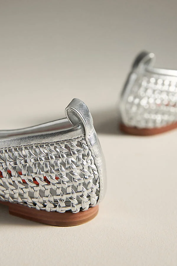 Riad Chrome Woven Ballerina Flats - Image 4