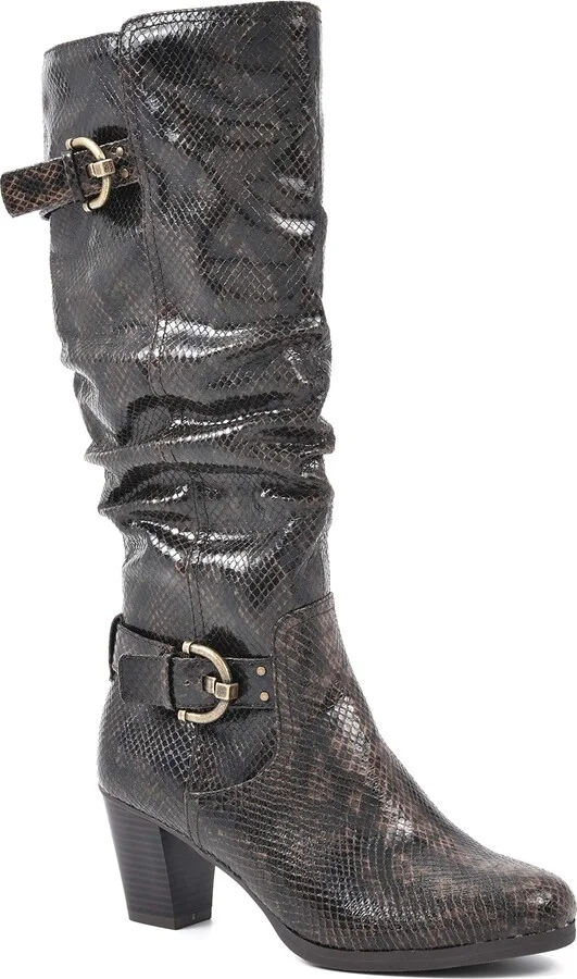 Rialto Women's Farewell Dk Exotic Size 6 Knee High Boot