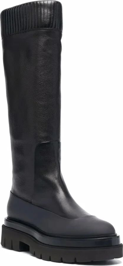 Ribbed Leather Knee-High Boots - Image 2