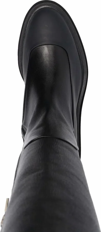 Ribbed Leather Knee-High Boots - Image 4