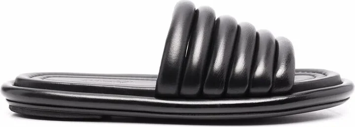 Ribbed Leather Slides