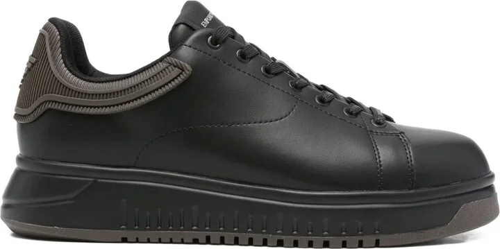 Ribbed-Panel Leather Sneakers