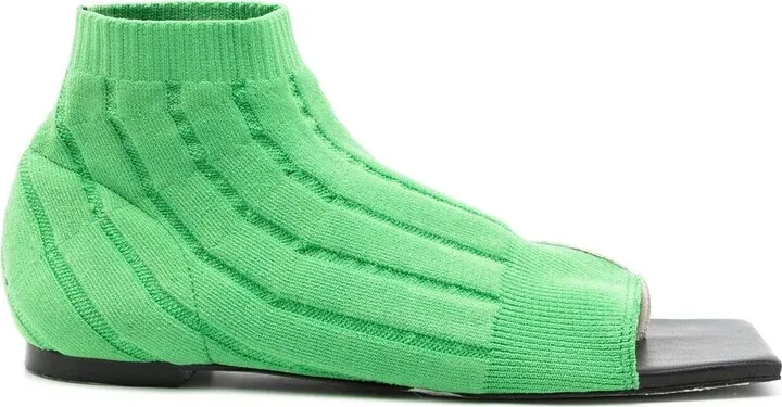 Ribbed-Sock Ankle Sandals
