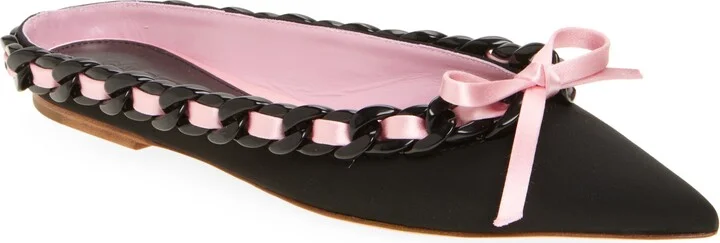 Ribbon & Chain Pointed Toe Mule