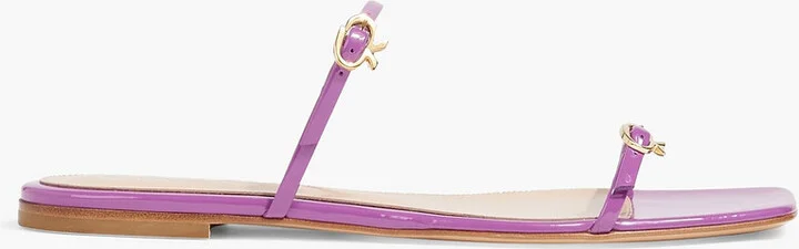 Ribbon Cruise patent-leather sandals