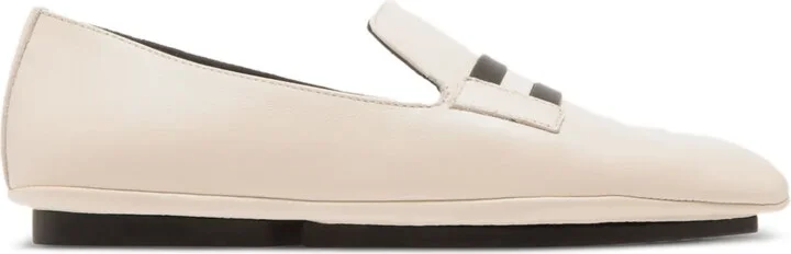 Ribbon-Detail Leather Slippers