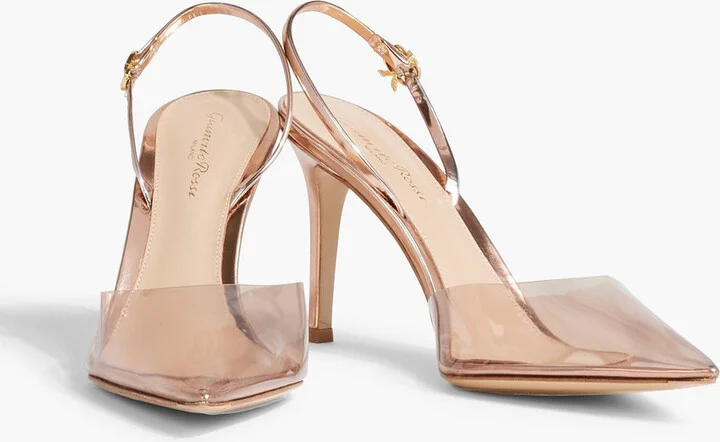 Ribbon D'Orsay 85 mirrored-leather and PVC slingback pumps - Image 2