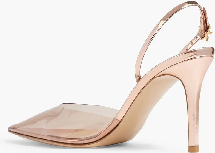 Ribbon D'Orsay 85 mirrored-leather and PVC slingback pumps - Image 3