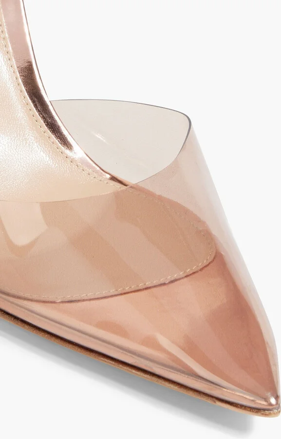 Ribbon D'Orsay 85 mirrored-leather and PVC slingback pumps - Image 4