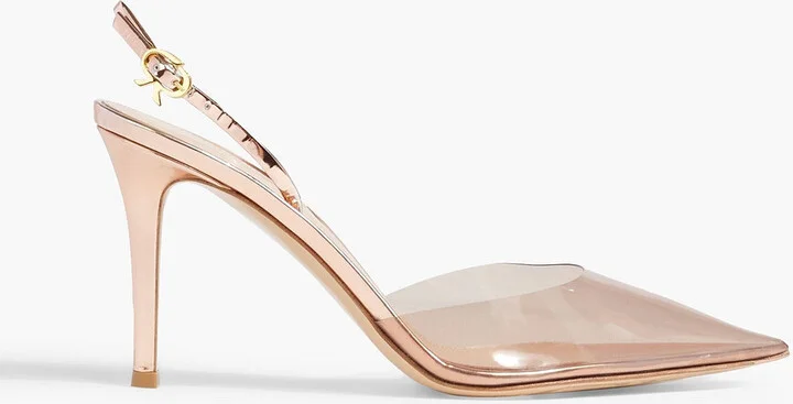 Ribbon D'Orsay 85 mirrored-leather and PVC slingback pumps