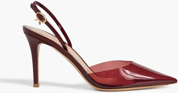 Ribbon D'Orsay 85 patent-leather and PVC slingback pumps