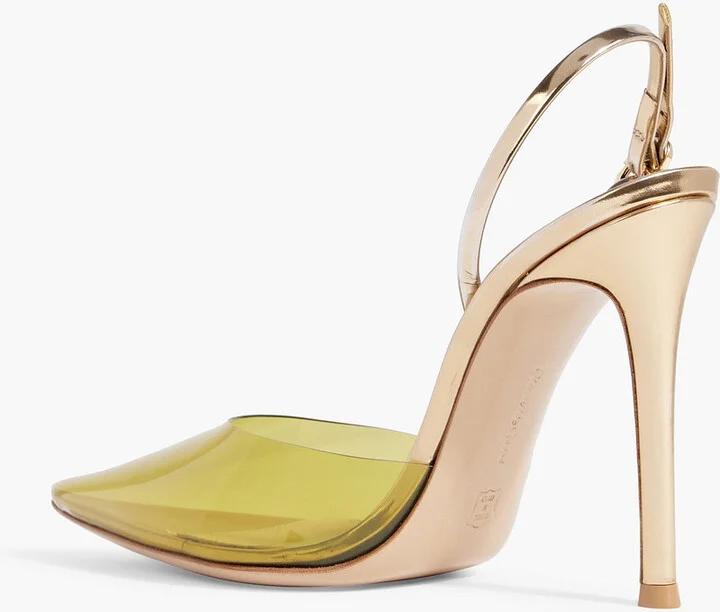 Ribbon D'orsay PVC and mirrored-leather slingback pumps - Image 3