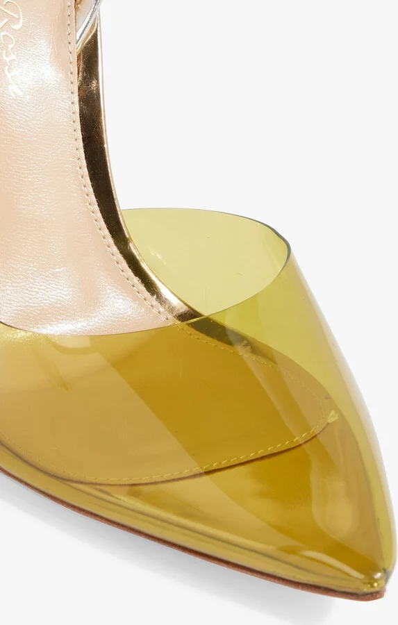 Ribbon D'orsay PVC and mirrored-leather slingback pumps - Image 4