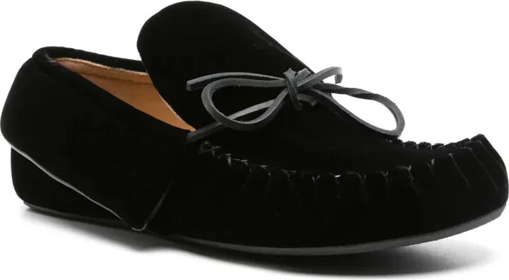 Ribbon-Fastening Velvet Loafers - Image 2