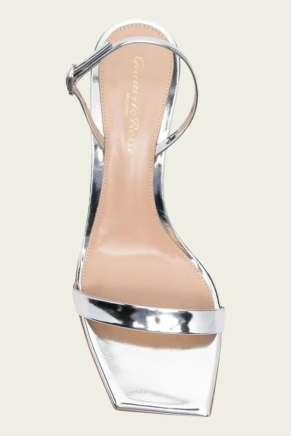 Ribbon Metallic Kitten Slingback Sandal in Silver - Image 4