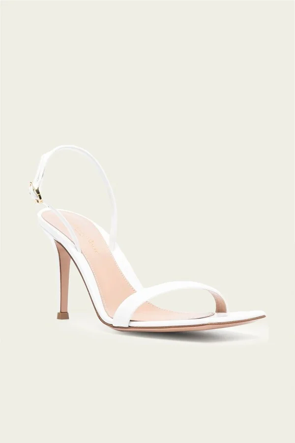 Ribbon Stilleto Slingback Sandal in White - Image 2