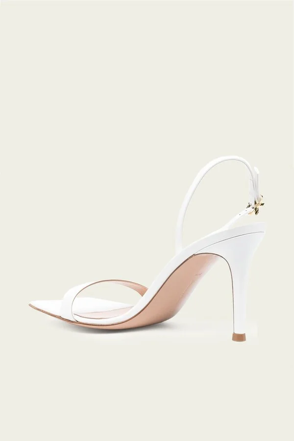 Ribbon Stilleto Slingback Sandal in White - Image 3