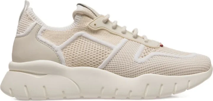 Ribbon-Tab Knit Low-Tops Sneakers