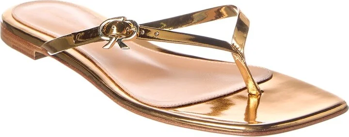Ribbon Thong Leather Sandal
