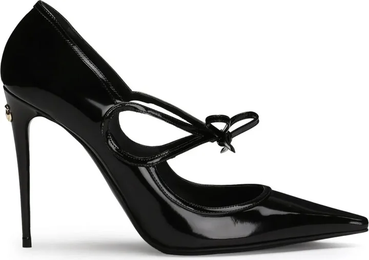 Ribbon-Tie Leather Pumps