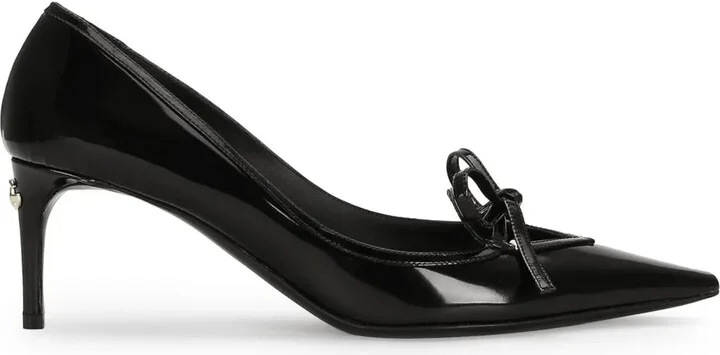 Ribbon-Tie Leather Pumps
