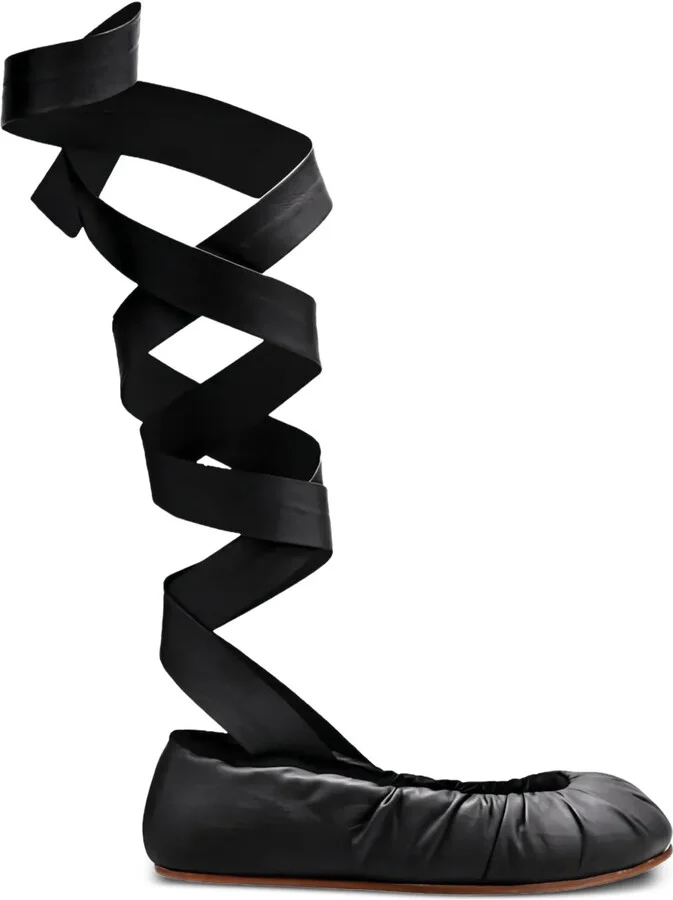 Ribbon-Wrap Ballet Flats