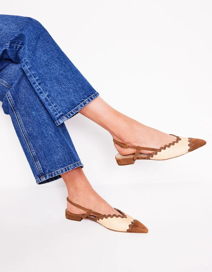Ric Rac Detail Pointed Flats, Festival Pink - Image 3