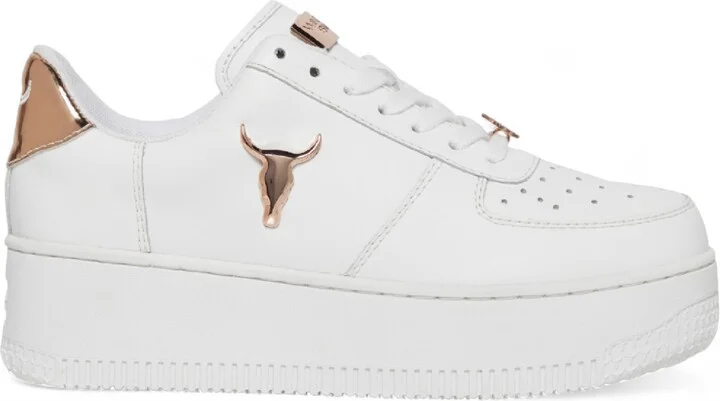 Rich - Women's White Low Top Leather Sneakers