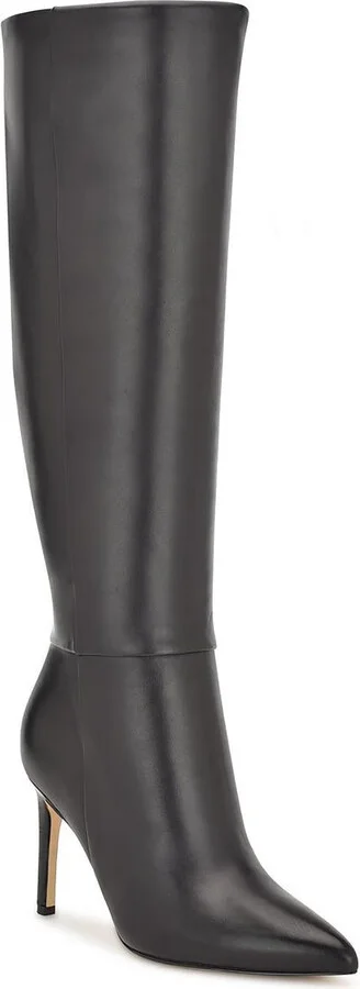 Richy Womens Wide Calf Leather Knee-High Boots