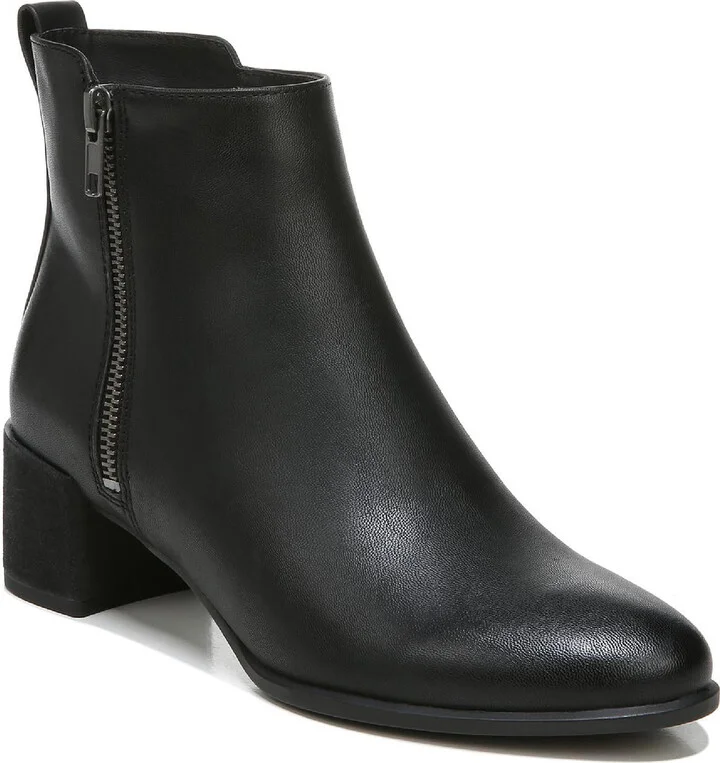 Richy Zip Womens Faux Leather Block Heel Ankle Boots