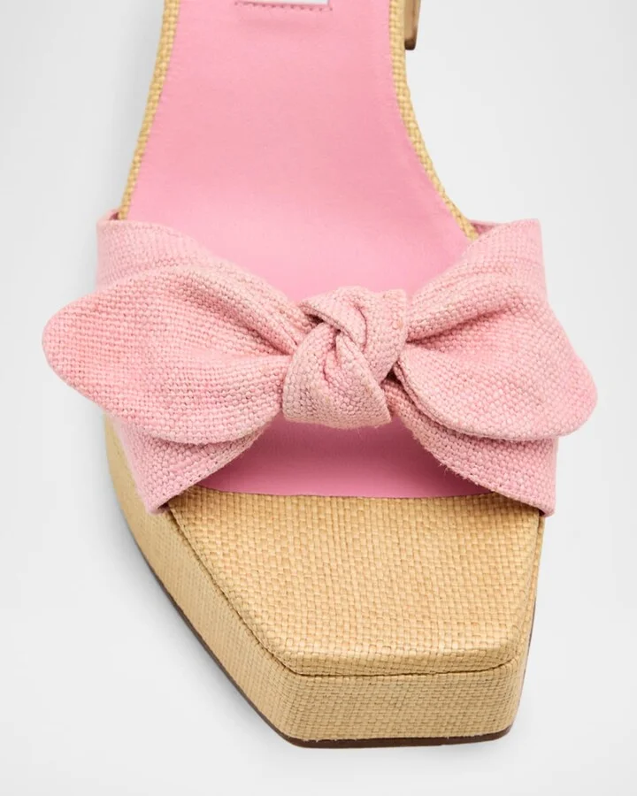 Ricia 95 Bicolor Raffia Platform Sandals - Image 5