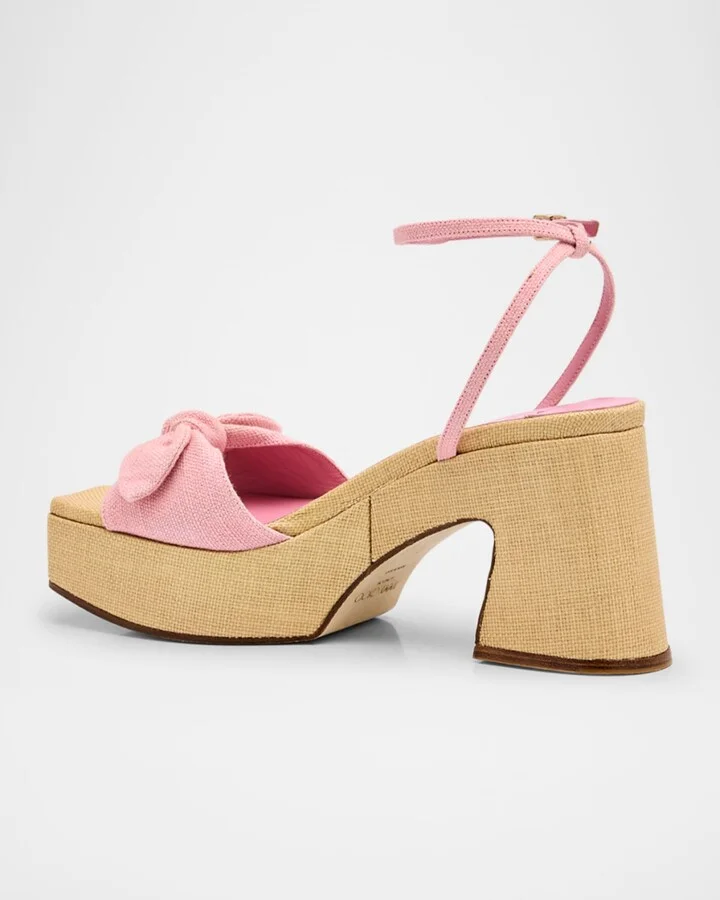 Ricia 95 Bicolor Raffia Platform Sandals - Image 8