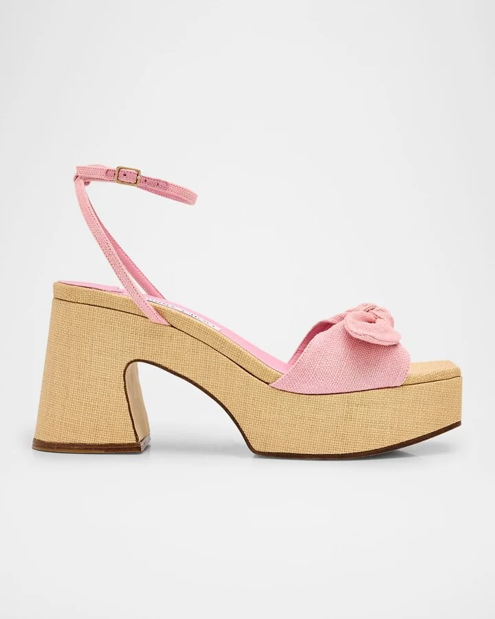 Ricia 95 Bicolor Raffia Platform Sandals