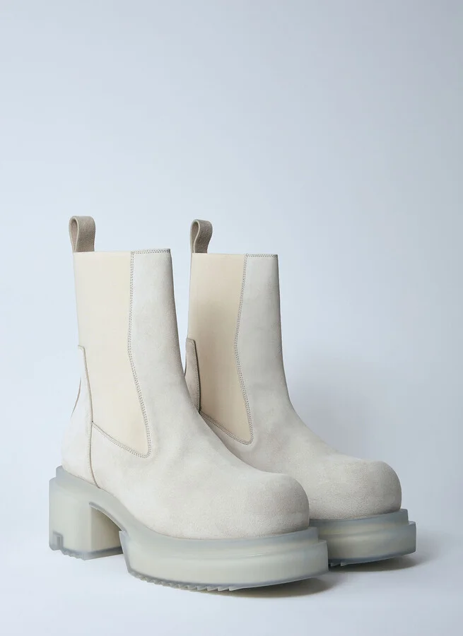 Rick Owens Beatle Bogun Suede Boots - Man Boots Beige Eu - 41 - Image 2