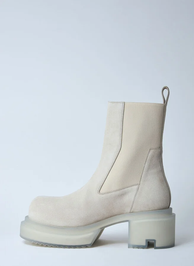 Rick Owens Beatle Bogun Suede Boots - Man Boots Beige Eu - 41 - Image 4