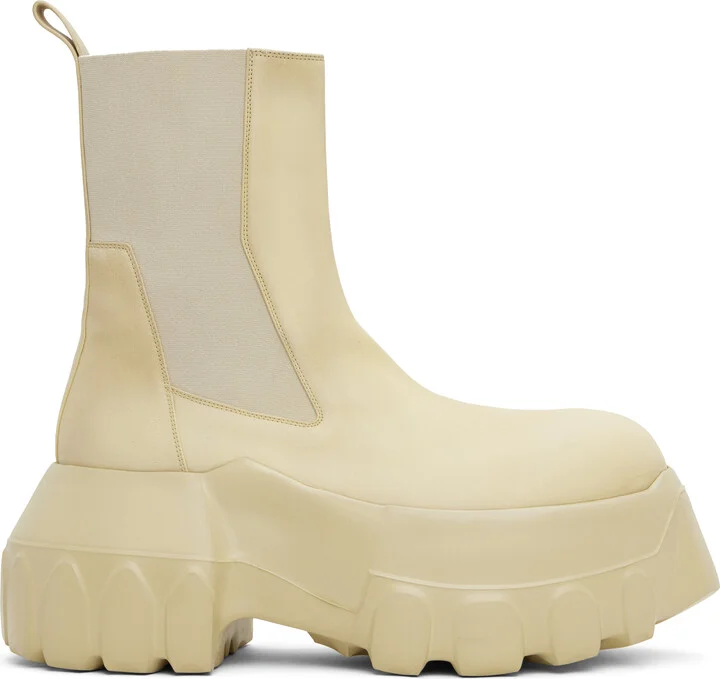 Rick Owens Beige Hollywood Beatle Mega Tractor Chelsea Boots