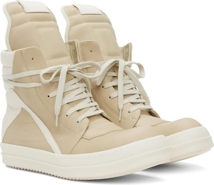Rick Owens Beige Hollywood Geobasket Sneakers - Image 4