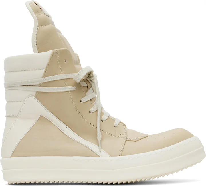 Rick Owens Beige Hollywood Geobasket Sneakers