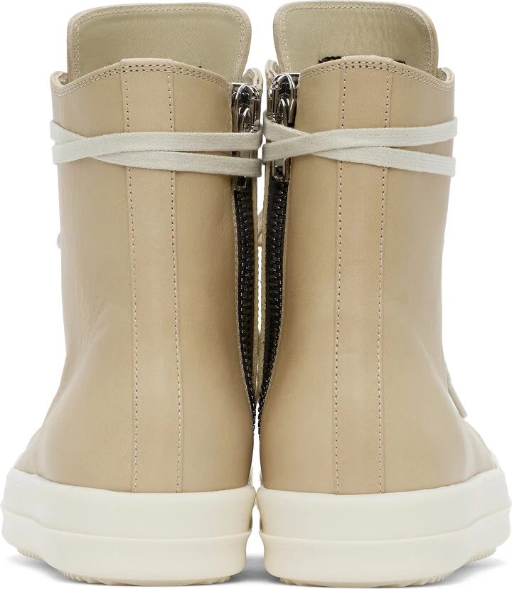 Rick Owens Beige Hollywood Leather Sneakers - Image 2