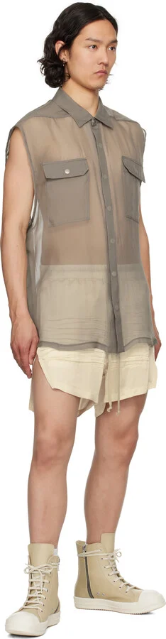 Rick Owens Beige Hollywood Leather Sneakers - Image 5