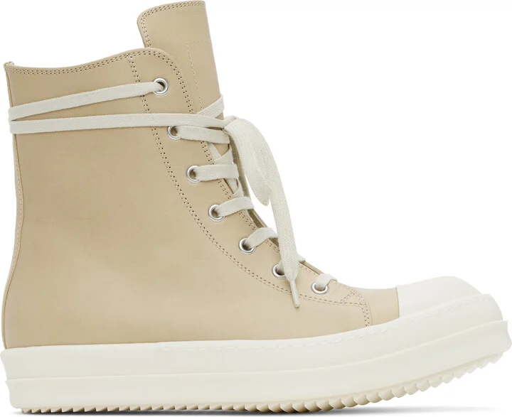 Rick Owens Beige Hollywood Leather Sneakers