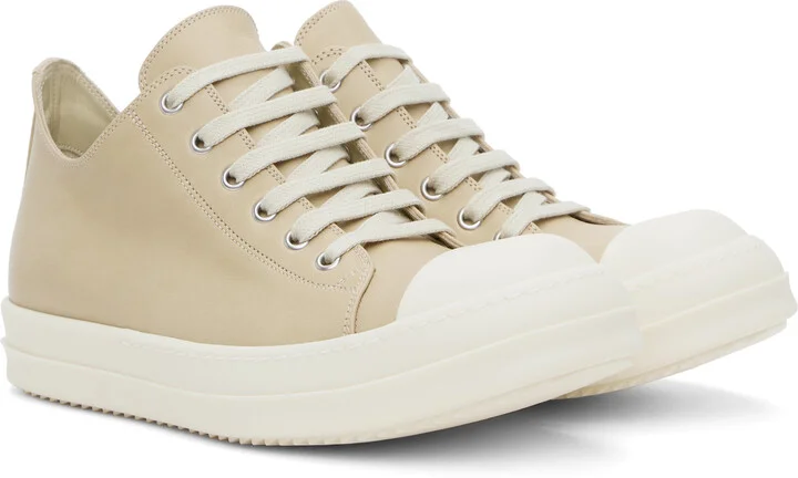 Rick Owens Beige Hollywood Low Sneaks Sneakers - Image 4