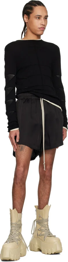 Rick Owens Beige Hollywood Megalace Mega Tractor Boots - Image 5