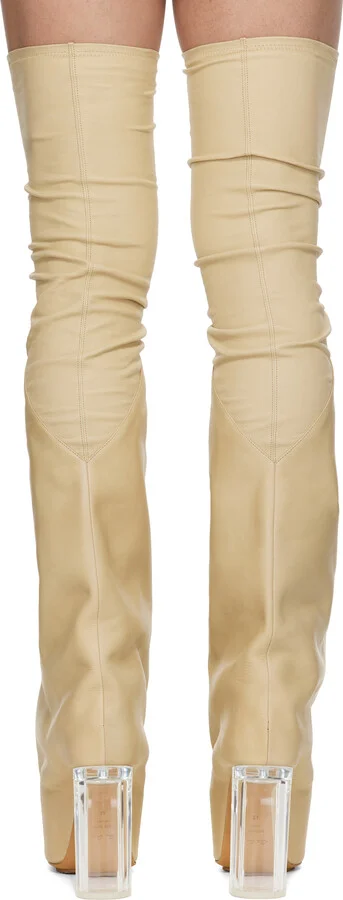 Rick Owens Beige Hollywood Taco Kiss Tall Boots - Image 2