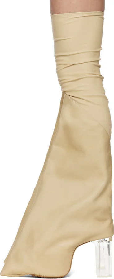 Rick Owens Beige Hollywood Taco Kiss Tall Boots - Image 3