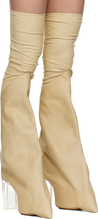 Rick Owens Beige Hollywood Taco Kiss Tall Boots - Image 4